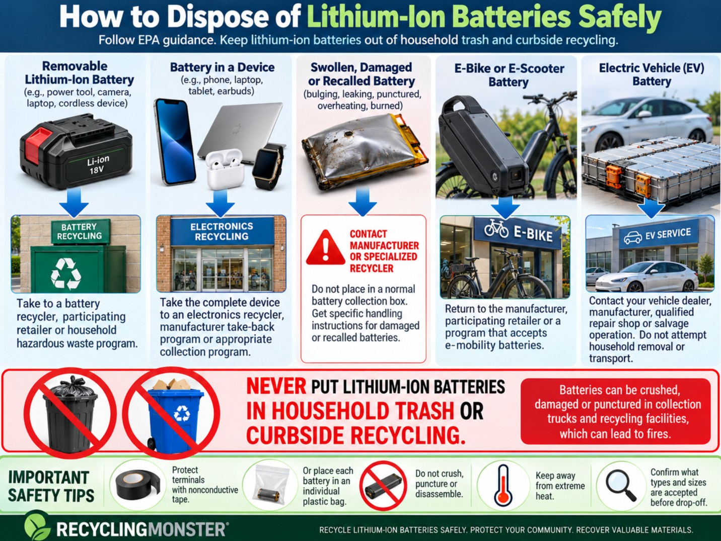 How to Dispose of Lithium-Ion Batteries Safely: EPA Guidance and Recycling Options